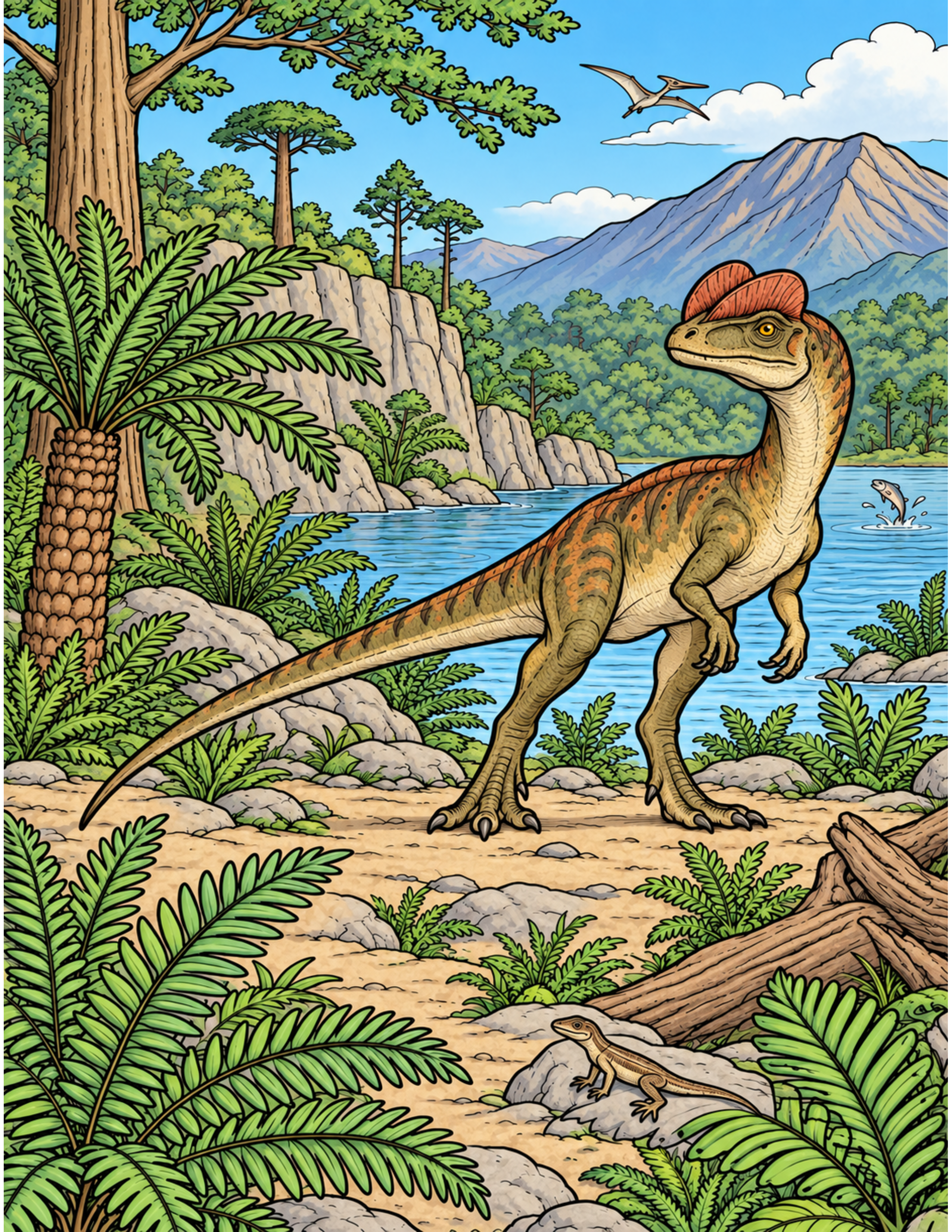 Dilophosaurus colorido